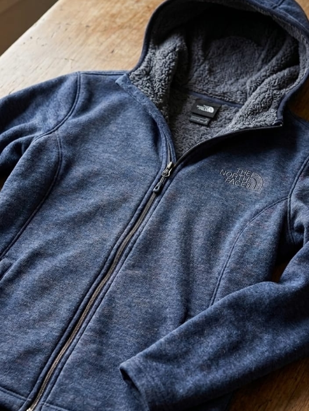 The North Face Dark Blue Full-Zip Sherpa Lined Hoodie